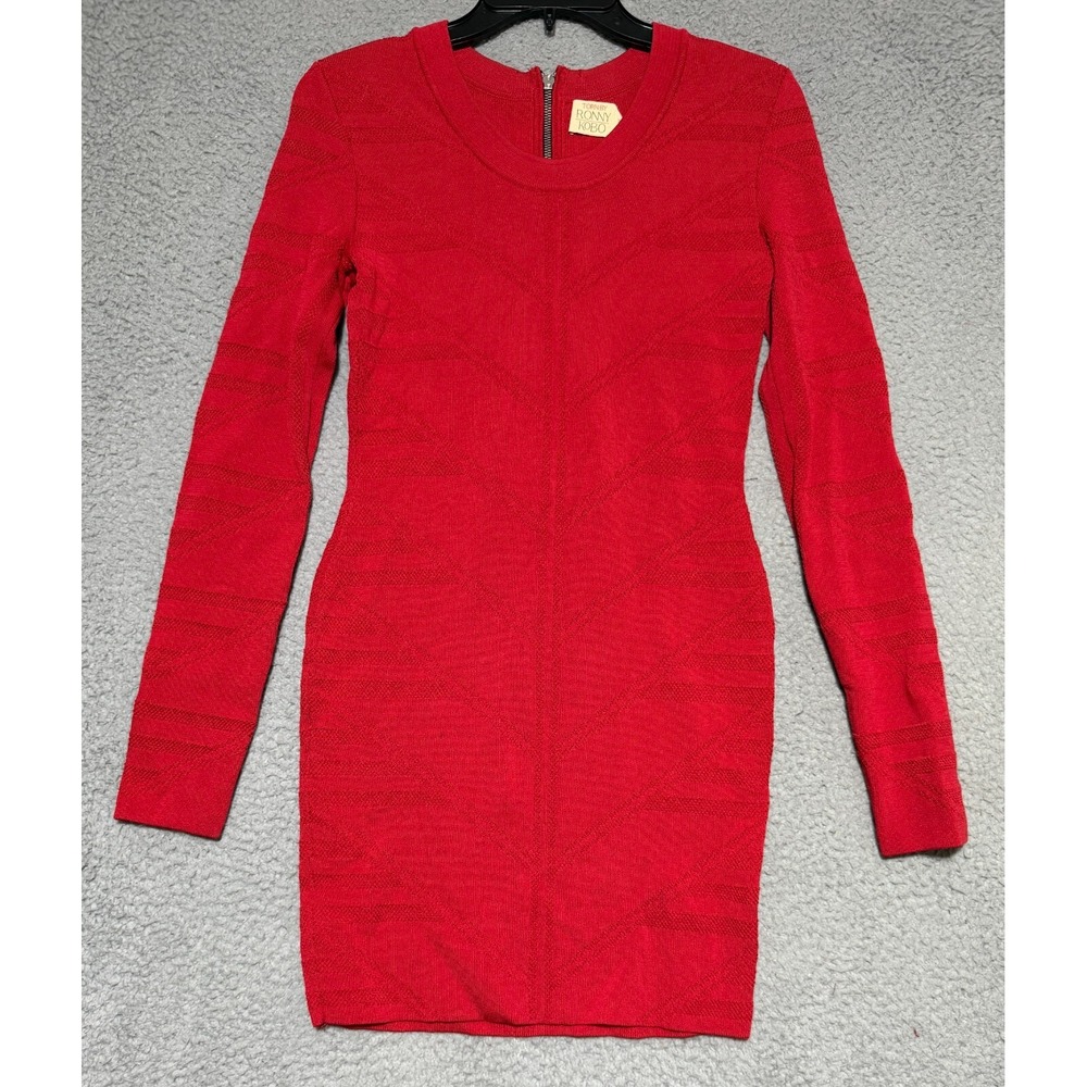 Vintage Torn By Ronny Kobo Bodycon Dress Womens Size Medium Red Viscose Nylon